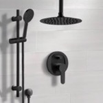 Remer SFR58 Matte Black Ceiling Rain Shower System with Handheld, Rainfall Shower Head, Shower Faucet Set